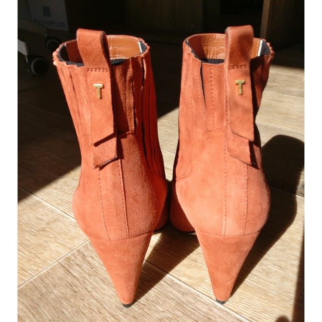 orange suede ankle boots