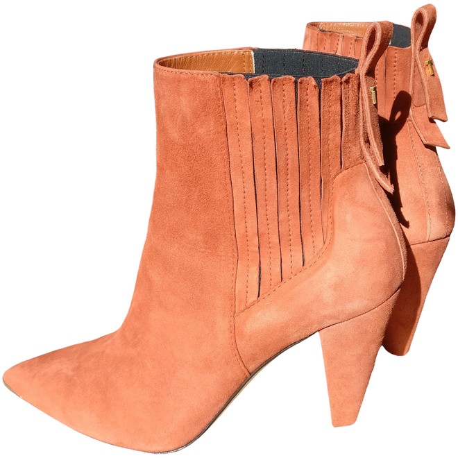 orange suede ankle boots