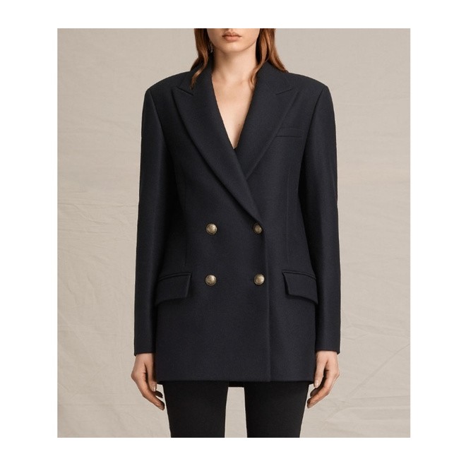 all saints double breasted coat