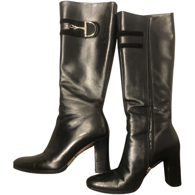 black leather gucci boots