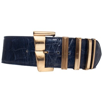 Kylie Leather Sash Belt in Blue - Chimzi