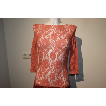 Elisabetta Franchi Beige/Coral Pink Stretch Knit Sleeveless Bodysuit M  Elisabetta Franchi