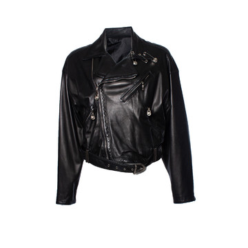SOMUI - Cropped Faux Leather Jacket
