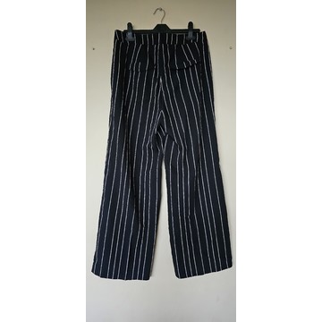 Beau Dawson Size PL Blue & White Striped Linen Blend Wide Leg Pants Cropped